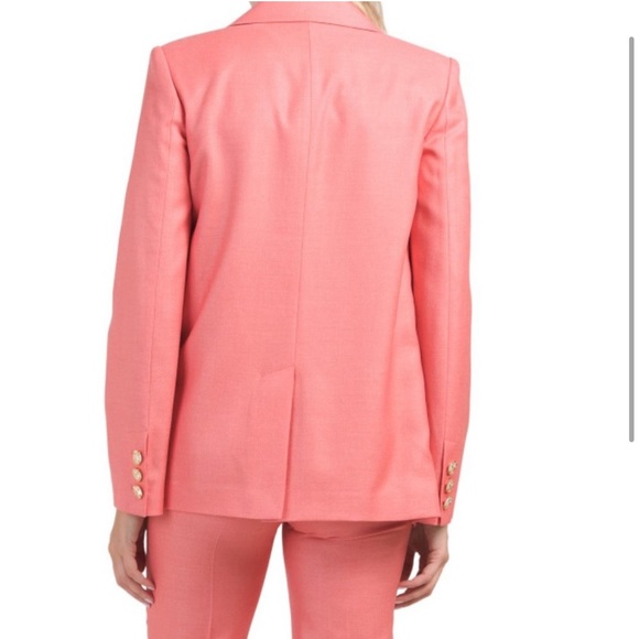 ST. JOHN  Italy Silk And Wool Blend Notch Collar Jacket With Pockets and PANTS - Picture 2 of 13